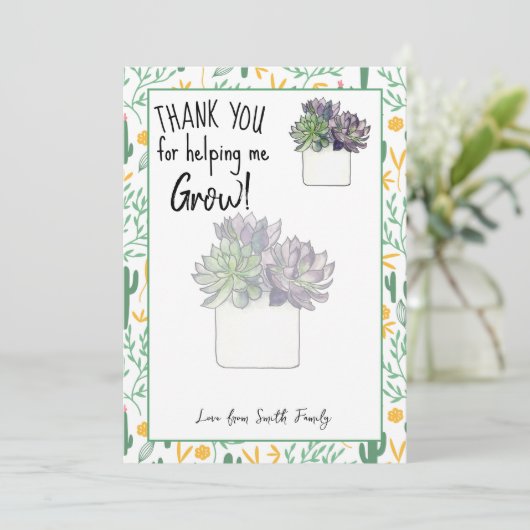 Thank you for helping me grow card holder voucher einladung (Stehend Vorderseite)