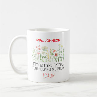 Thank You For Helping Me Grow Personalized Teacher Kaffeetasse