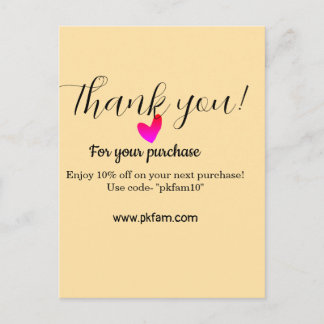 Thank you for purchase pink family business detail postkarte