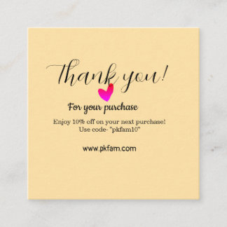 Thank you for purchase pink family business detail quadratische visitenkarte