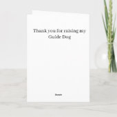 Thank You for Raising My Guide Dog – Puppy Raiser  Karte (Rückseite)