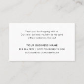 Thank You For Shopping Custom Logo Black Visitenkarte (Rückseite)