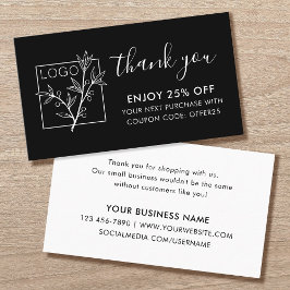 Thank You For Shopping Custom Logo Black Visitenkarte