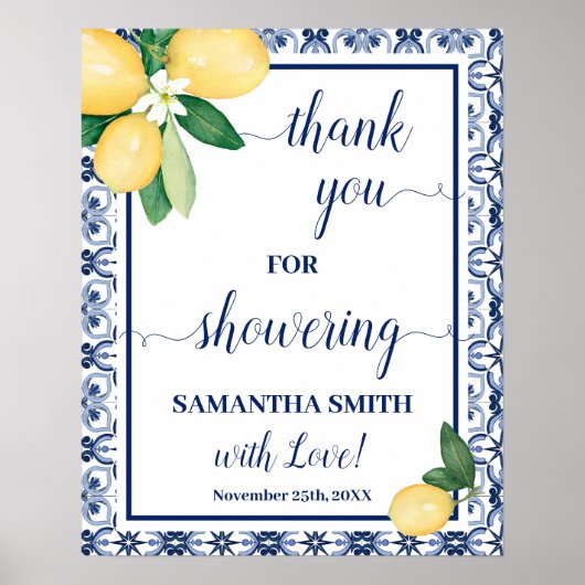 Thank you for Showering Bride Mediterranean Shower Poster (Vorne)
