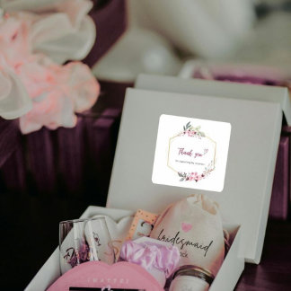 Thank You for Supporting My Business Floral Sticke Quadratischer Aufkleber