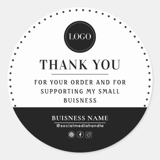 Thank You For Supporting My Small Business Trendy Runder Aufkleber (Vorderseite)