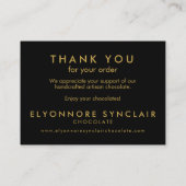 Thank You For Your Order Black Gold Chocolate Visitenkarte (Rückseite)