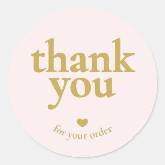 Thank You for Your Order Blush Pink Gold Runder Aufkleber