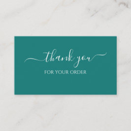 Thank You For Your Order Teal Business Insert Card Visitenkarte