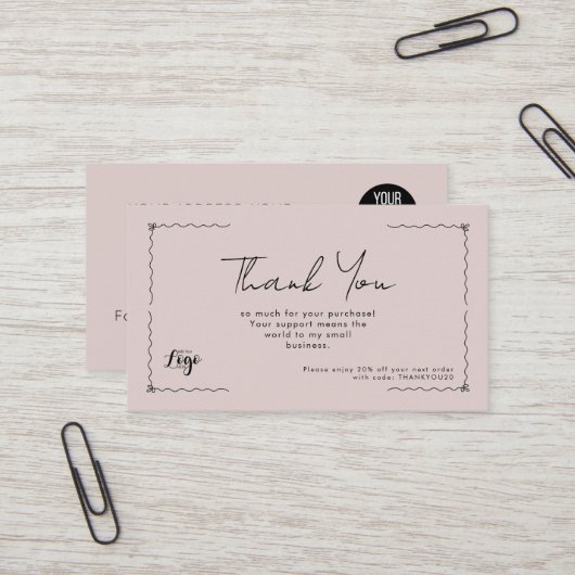 Thank You for Your Purchase Small Business Card |  Visitenkarte (Vorderseite/Rückseite Beispiel)