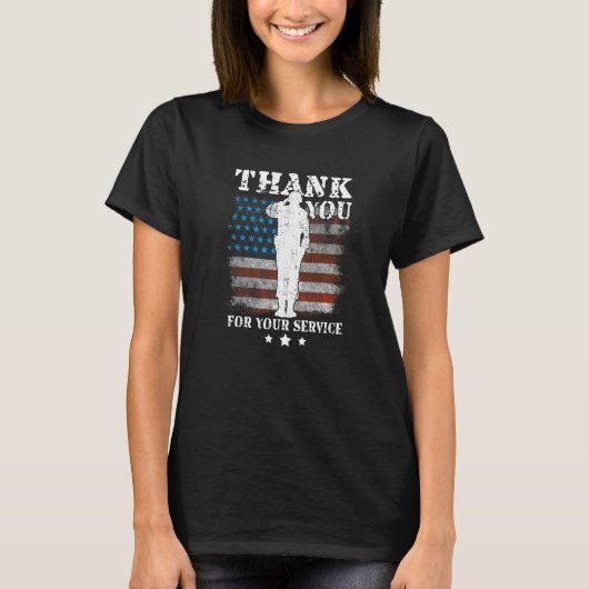 Thank You For Your Service American Flag Veterans  T-Shirt (Vorderseite)