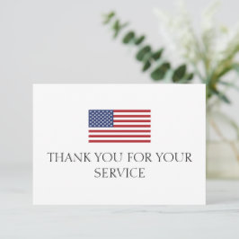 Thank You For Your Service Red blue American Flag Dankeskarte