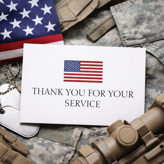 Thank You For Your Service Red blue American Flag Dankeskarte