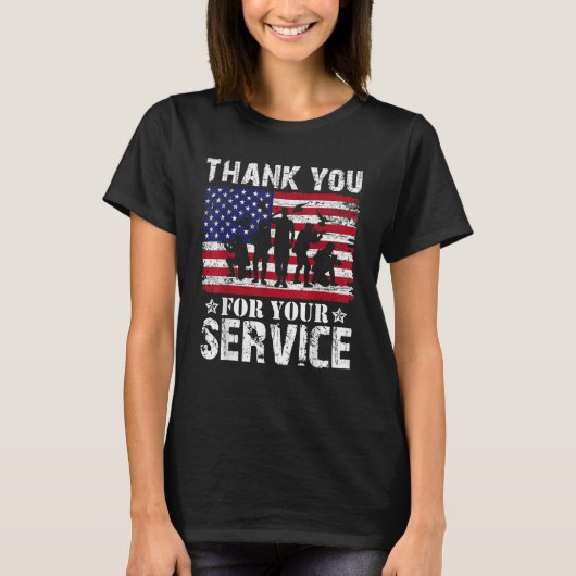 Thank You For Your Service Veteran US Flag Veteran T-Shirt (Vorderseite)