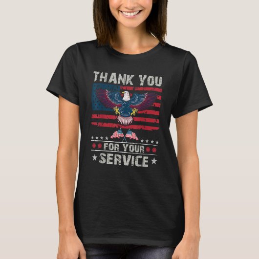 Thank You For Your Service Veteran US Flag Veteran T-Shirt (Vorderseite)