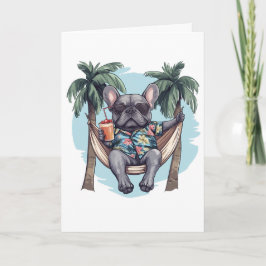 Thank You French Bulldog In Hawaiian Top Dankeskarte