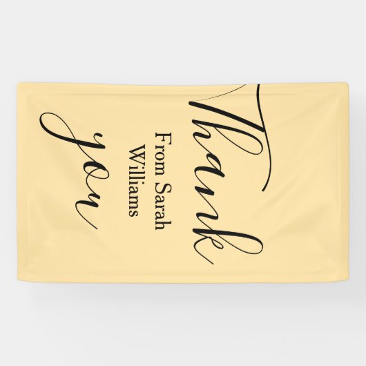 Thank you from add name yellow Pastel boho wedding Banner (Horizontal)