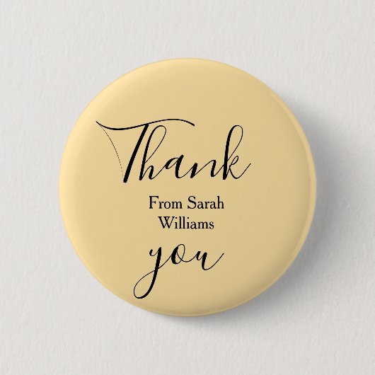 Thank you from add name yellow Pastel boho wedding Button (Vorderseite)
