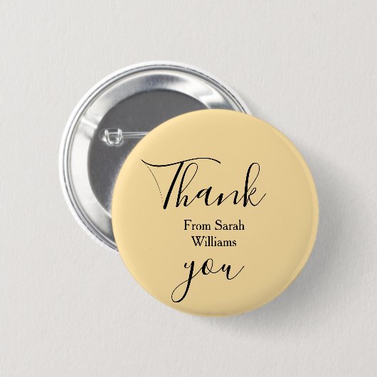 Thank you from add name yellow Pastel boho wedding Button (Vorne & Hinten)