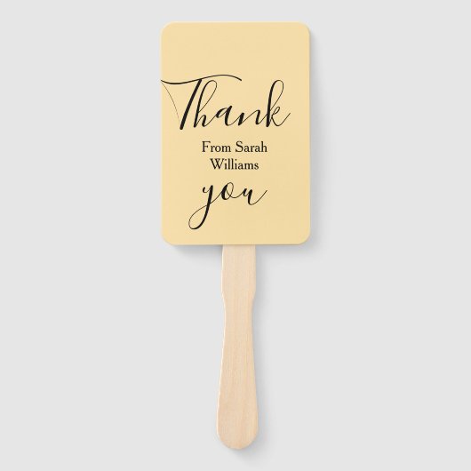 Thank you from add name yellow Pastel boho wedding Fächer (Vorderseite)