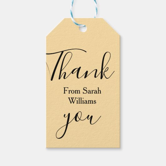 Thank you from add name yellow Pastel boho wedding Geschenkanhänger (Vorderseite)