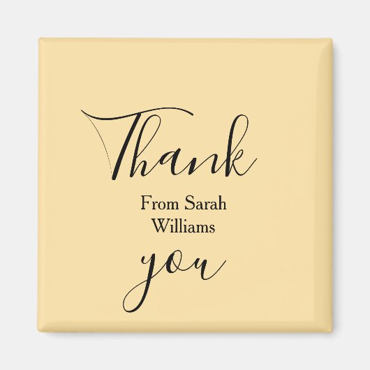 Thank you from add name yellow Pastel boho wedding Magnet (Vorne)