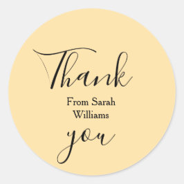 Thank you from add name yellow Pastel boho wedding Runder Aufkleber
