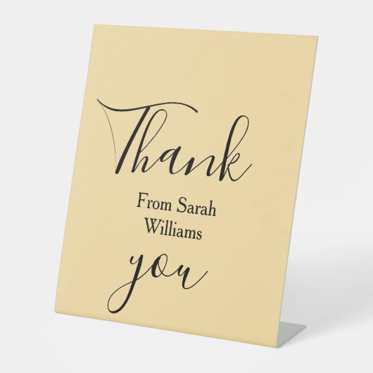 Thank you from add name yellow Pastel boho wedding Sockelschild (Vorderseite)