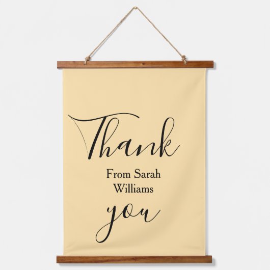 Thank you from add name yellow Pastel boho wedding Wandteppich Mit Holzrahmen (Vorderseite)