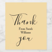 Thank you from add name yellow Pastel boho wedding Weinetikett (Einzelnes Label)