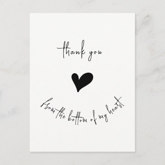 Thank You From Bottom of my Heart Cute Minimalist Postkarte (Vorderseite)
