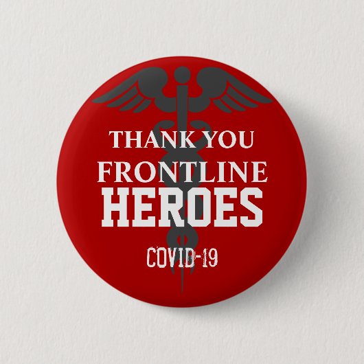 Thank You Frontline Heroes Covid 19 Red White Button (Vorderseite)