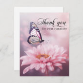 Thank you Funeral Butterfly Flower Pink | Photo Dankeskarte (Vorne/Hinten)