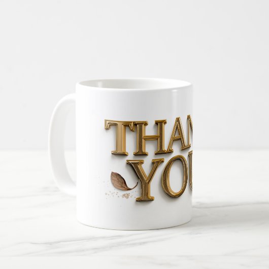 THANK YOU, gold-colored text, Kaffeetasse (Vorderseite Links)