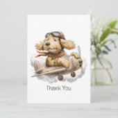 Thank You Goldendoodle Dog Pilot Airplane Dankeskarte (Stehend Vorderseite)