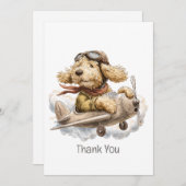 Thank You Goldendoodle Dog Pilot Airplane Dankeskarte (Vorne/Hinten)