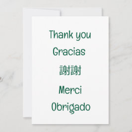 Thank you-Gracias-謝謝-Merci-Obrigado Blank Green Dankeskarte