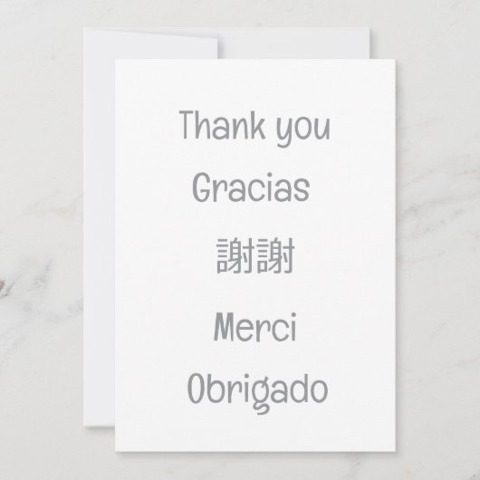 Thank you-Gracias-謝謝-Merci-Obrigado Blank grey Dankeskarte (Vorderseite)