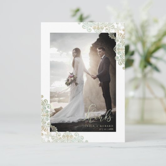 Thank You Guests Just Married Lace Photo Wedding (Stehend Vorderseite)