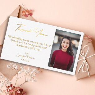 thank you happy birthday  gold photo chic mitteilungskarte