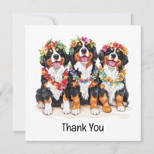 Thank You Hawaiian Bernese Mountain Dogs Dankeskarte (Vorderseite)