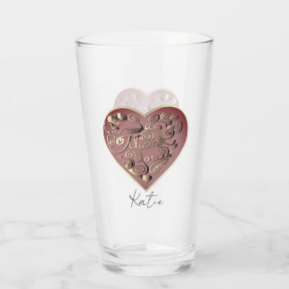 "Thank you" Heart Glass Cup Glas