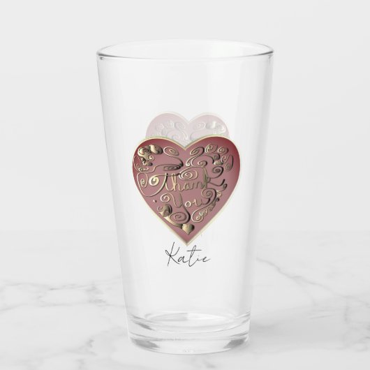 "Thank you" Heart Glass Cup Glas (Rückseite)