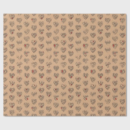 Thank you & heart in 44langs as BK ♡shaped pattern Geschenkpapier (Flach)