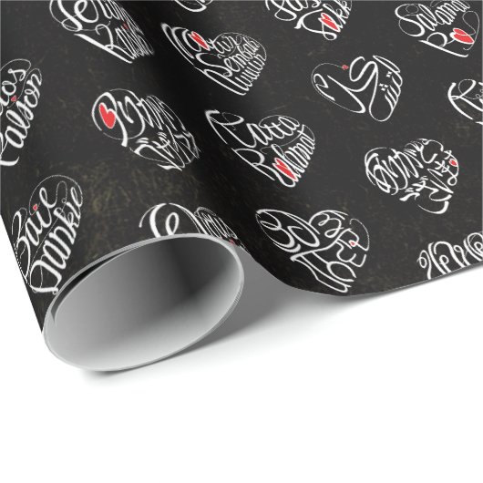 Thank you & heart in 44langs as WH ♡shaped pattern Geschenkpapier (Rolleneckpunkt)