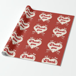 Thank You Heart with Vintage Ribbon Bows Design Geschenkpapier