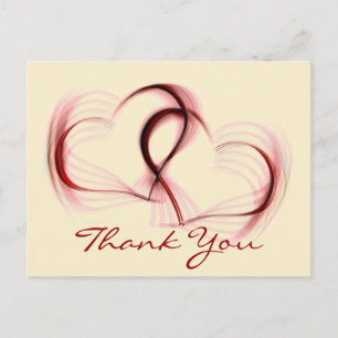 Thank You Hearts Pink & Red Greeting Postcard Postkarte