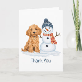 Thank You Holiday Winter Goldendoodle Dog Snowman Dankeskarte
