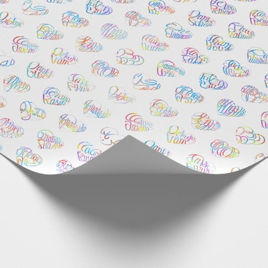 Thank you in 44langs as heart shaped DC pattern Geschenkpapier (Ecke)