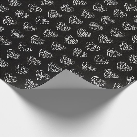 Thank you in 44langs as white heart shaped pattern geschenkpapier (Ecke)